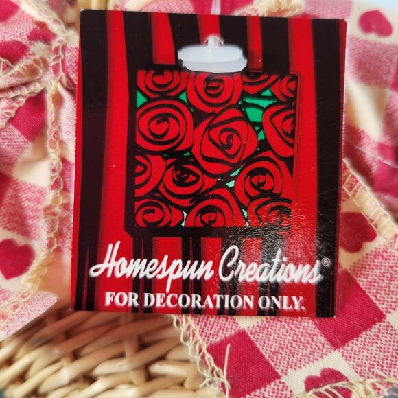 Vintage Homespun Creations Decorative Basket, Red Heart Checkered Liner Country - Picture 7 of 11